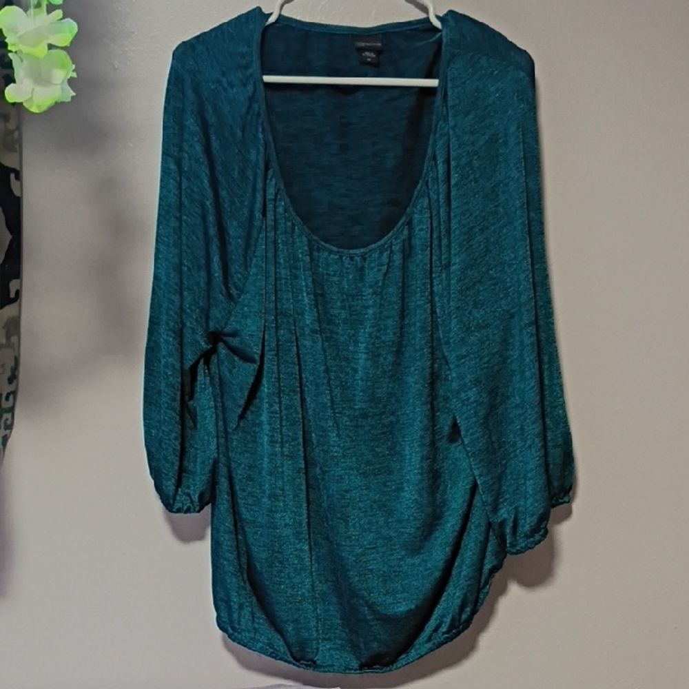 Covington Teal Blouse with Draped Design